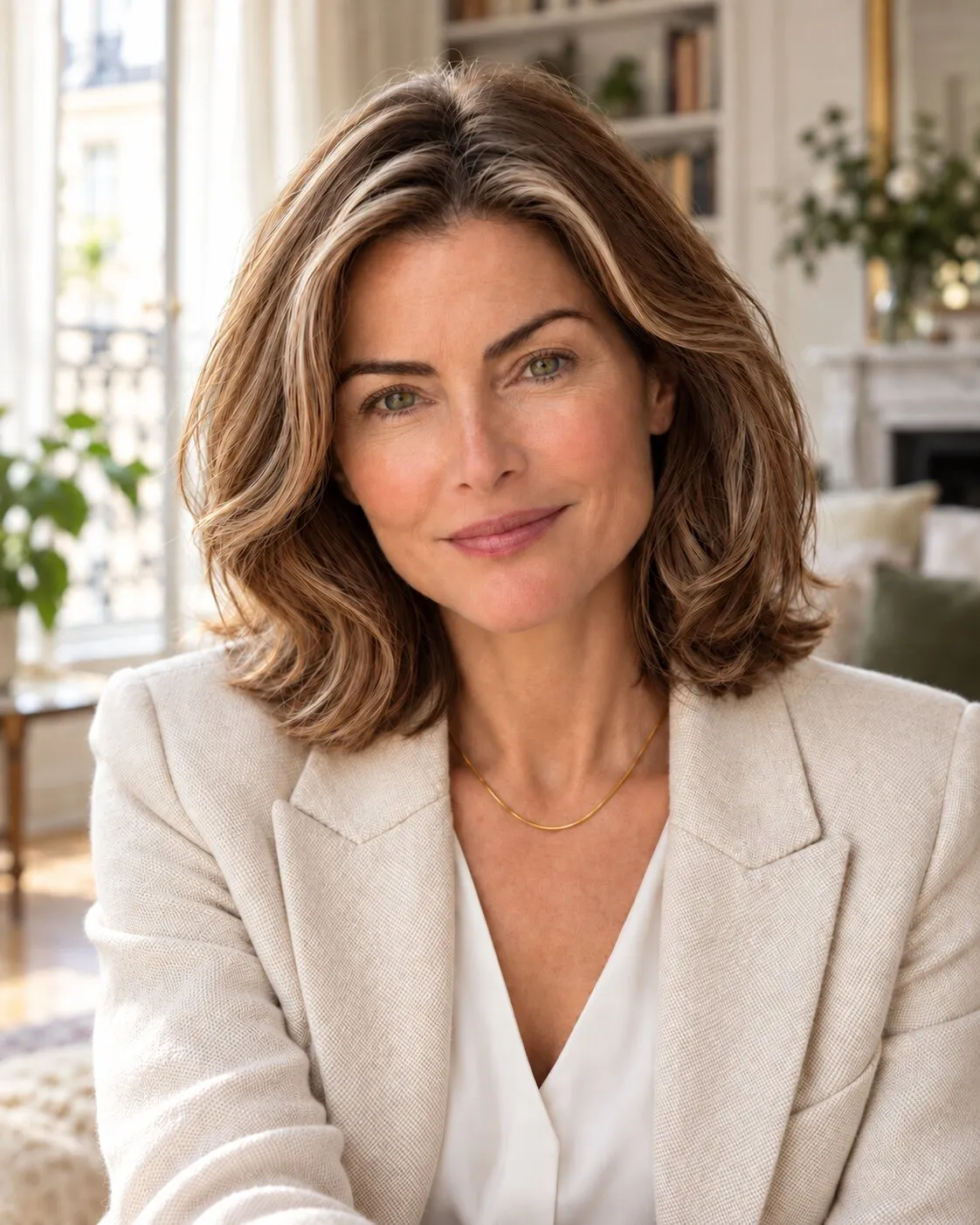 Marie, souriante